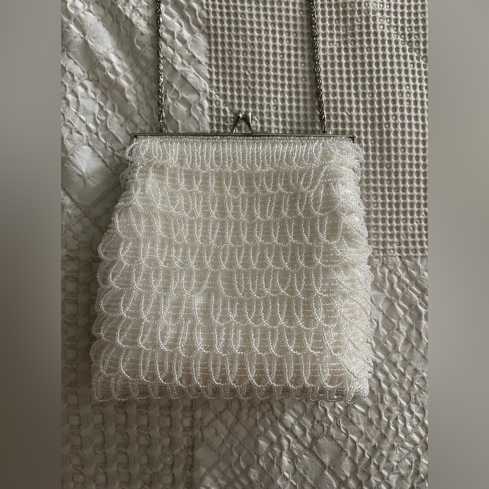 White Beaded Bridal Purse